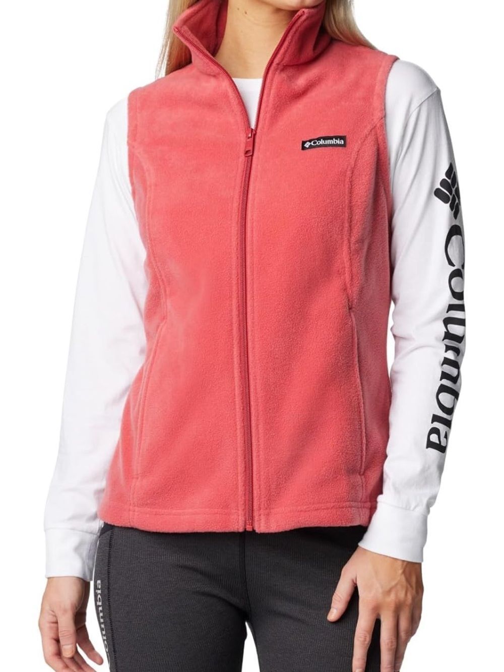 Columbia Women's Coral-Pink Benton Springs Full-Zip Fleece Vest